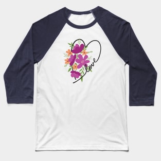 Floral Heart Love Letters for Flower Lovers Baseball T-Shirt